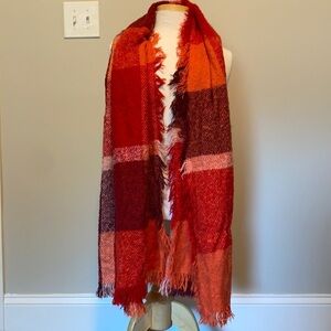 Target Scarf Wrap block plaid with fringe